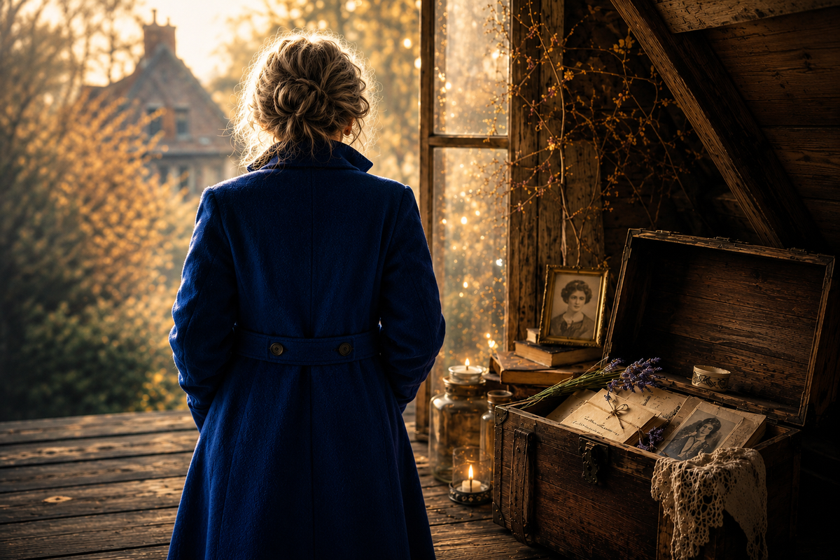 femme manteau bleu séance médium