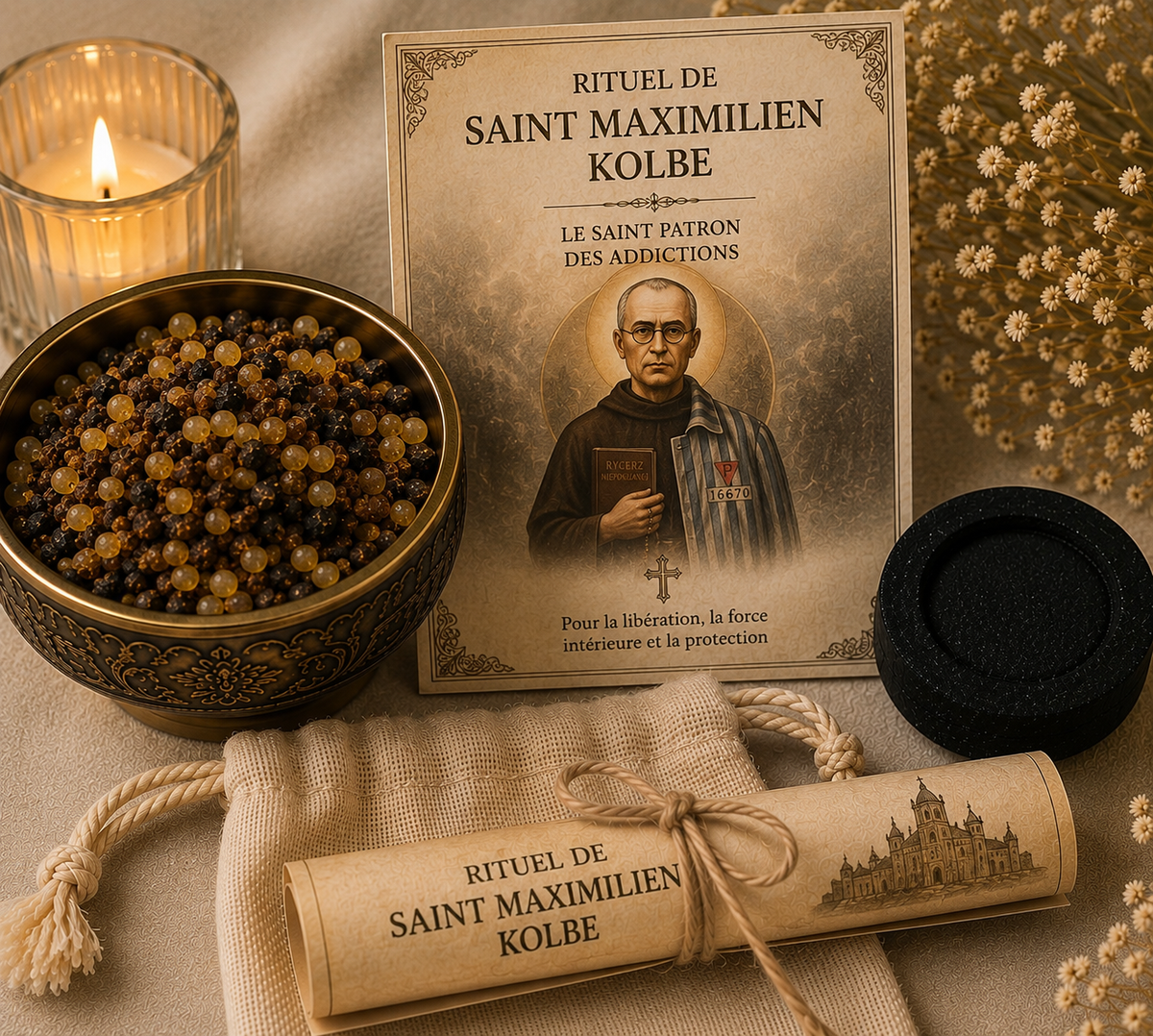 Coffret Rituel pour se libérer des addictions – Saint Maximilien Kolbe