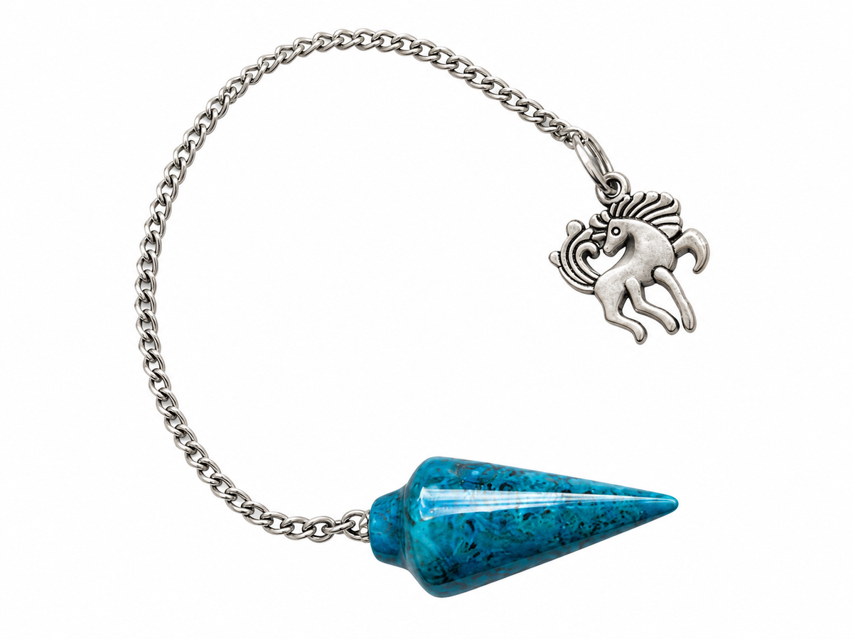 Pendule divinatoire en pierre bleue – Cheval porte-bonheur