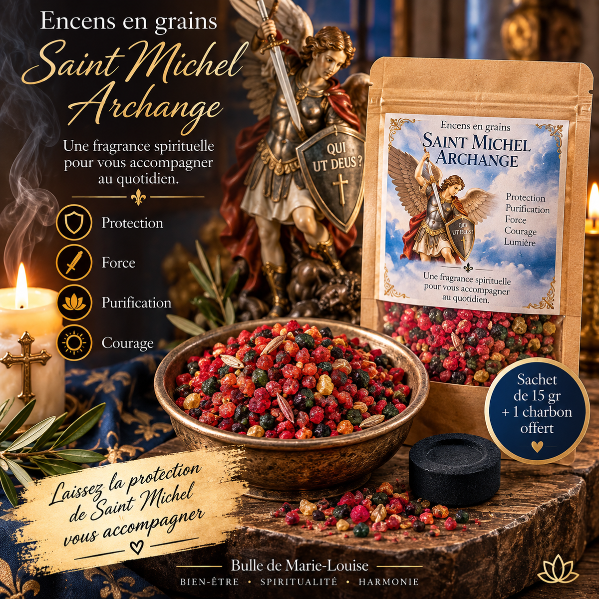 Encens en grains Saint-Michel Archange – 15 g + 1 charbon